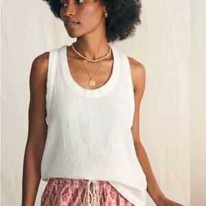 FAHERTY Dream Cotton Scoop Tank in White Size M NWT